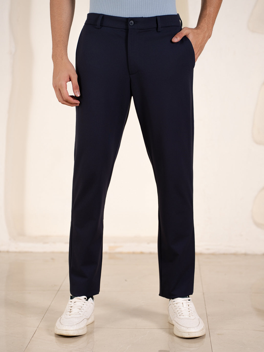 Malai Navy Soft-touch Slim Fit Power Stretch Pants