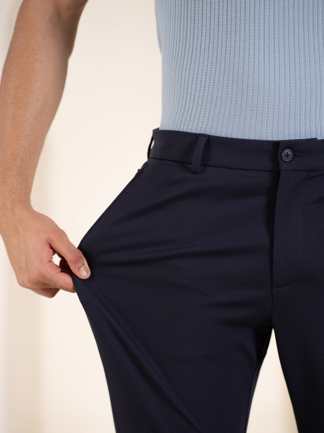 Malai Navy Soft-touch Slim Fit Power Stretch Pants