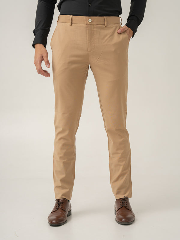 Front view of baku beige luxury merino wool pant at Pant Project