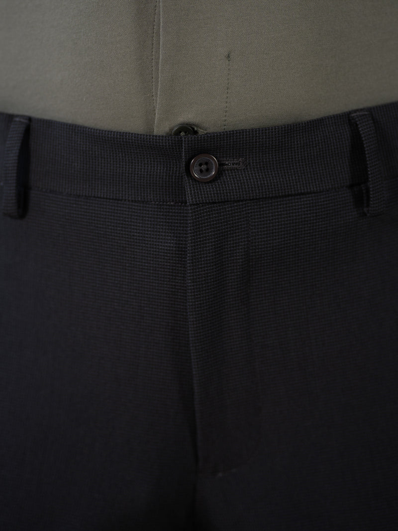 Aether Black Micro Checks Relaxed Fit Formal Pants