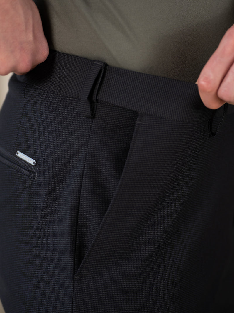 Aether Black Micro Checks Relaxed Fit Formal Pants