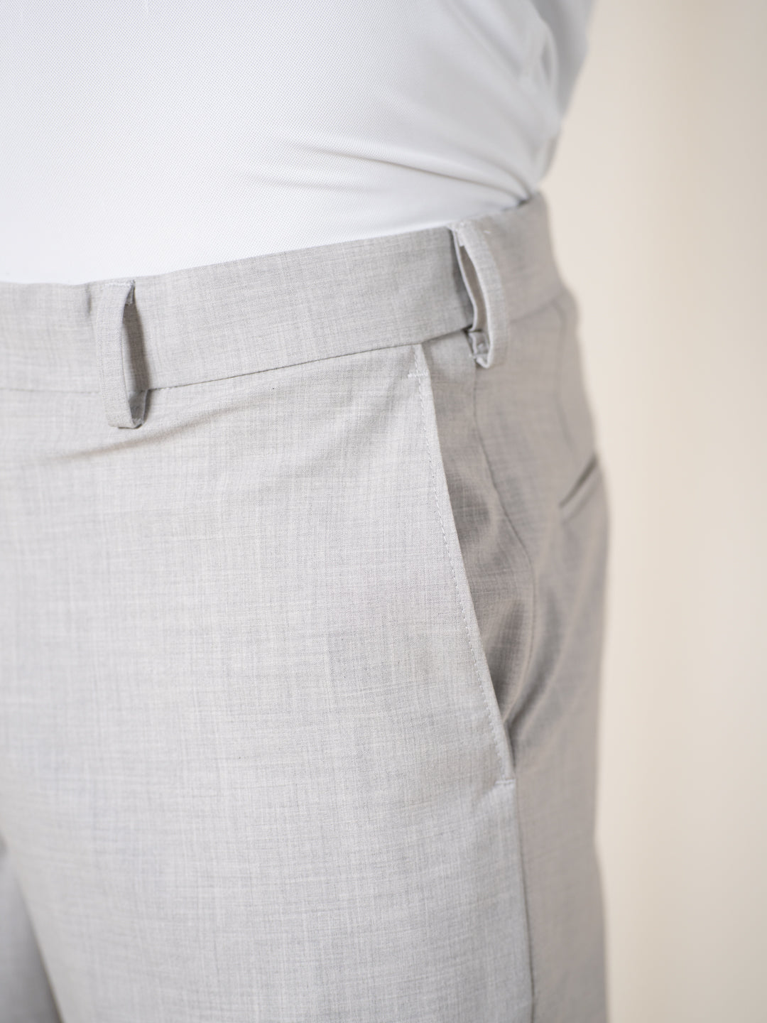 Ethereal Grey Melange Stretch Formal Pants