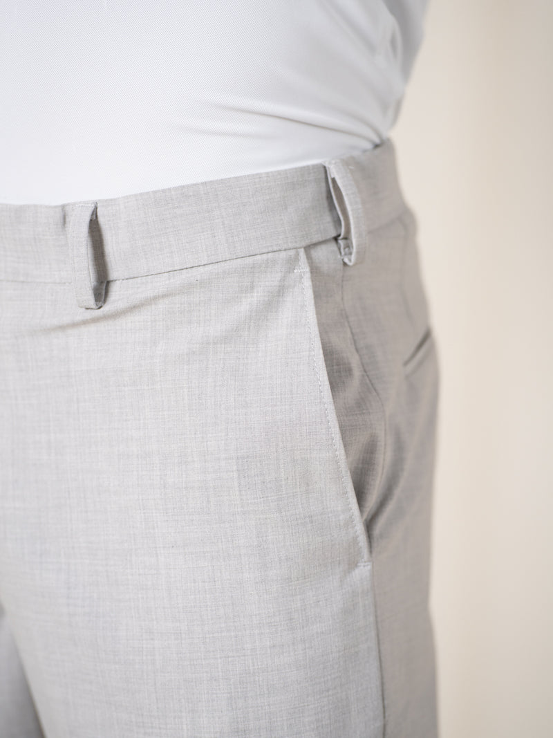 Prestige Grey Melange Relaxed Fit Stretch Formal Pants