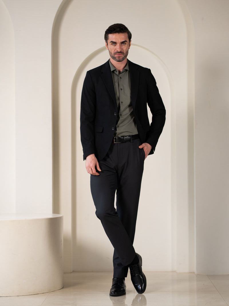 Aether Black Micro Checks Relaxed Fit Formal Pants