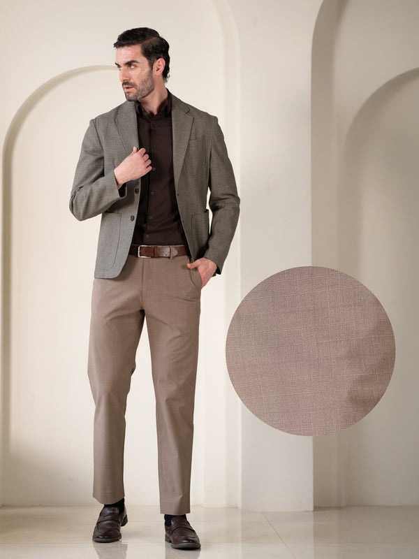 Sahara Brown Checks Relaxed Fit Stretch Formal Pants