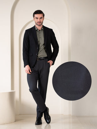 Aether Black Micro Checks Relaxed Fit Formal Pants