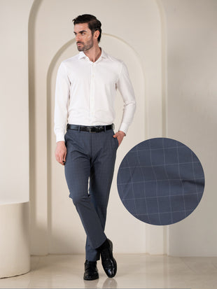 Architect Grey Checks Relaxed Fit Stretch Formal Pants
