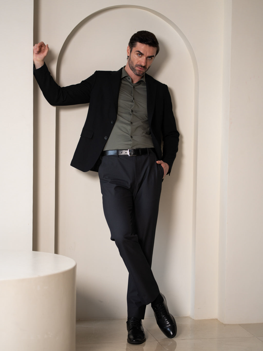 Aether Black Micro Checks Relaxed Fit Formal Pants