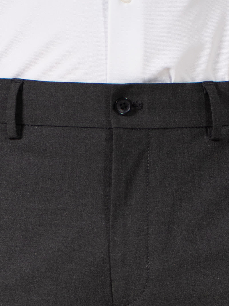 Grand Grey Melange Relaxed Fit Stretch Formal Pants