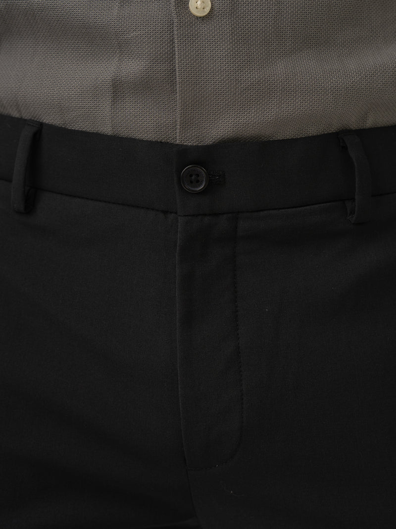 Waistband close up of biella black luxury merino wool pant at Pant Project