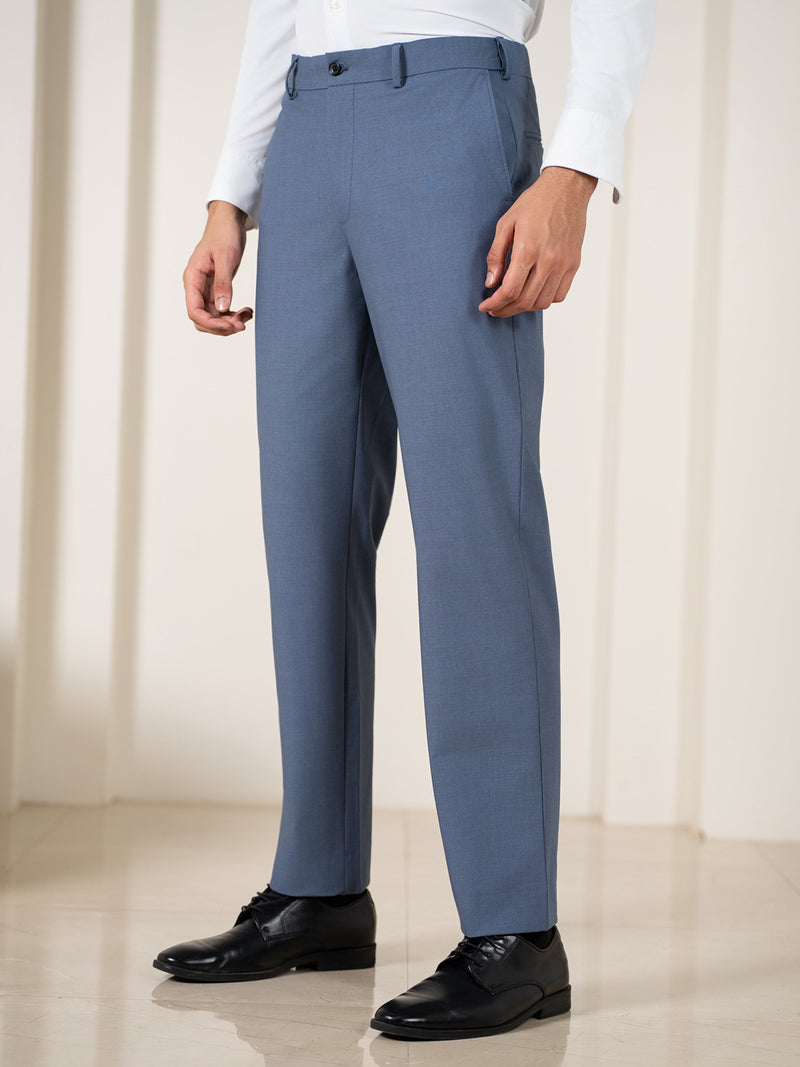 True Blue Melange Relaxed Fit Stretch Formal Pants