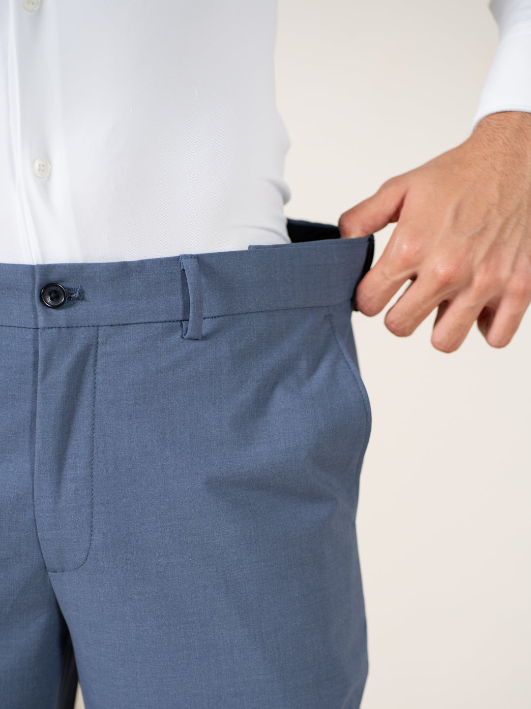 Crest Blue Melange Stretch Formal Pants