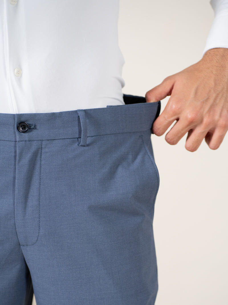 True Blue Melange Relaxed Fit Stretch Formal Pants