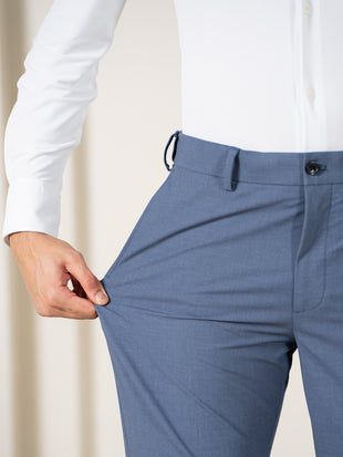 Crest Blue Melange Stretch Formal Pants