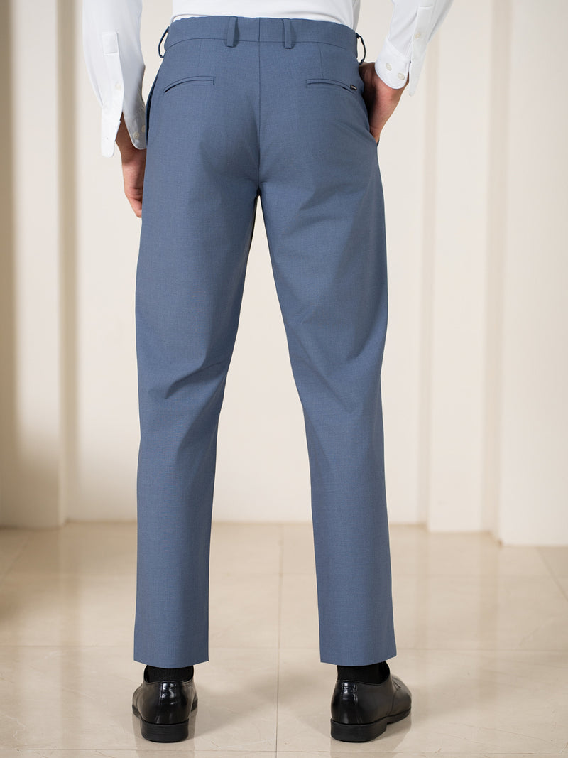True Blue Melange Relaxed Fit Stretch Formal Pants