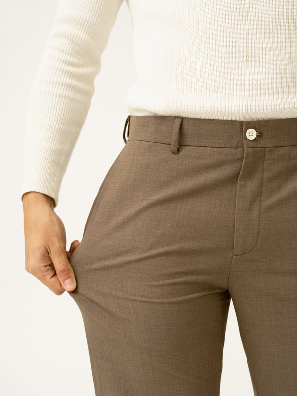 Boston Brown Melange Merino Wool Pants