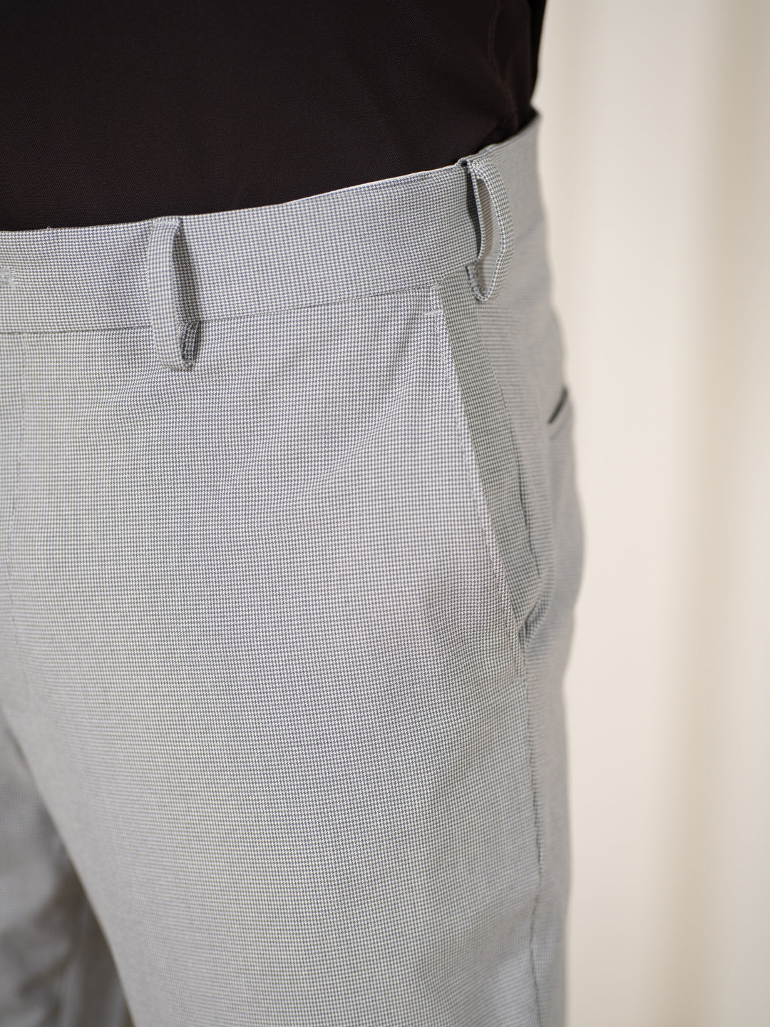Husky Grey Houndstooth Slim Fit Stretch Formal Pants