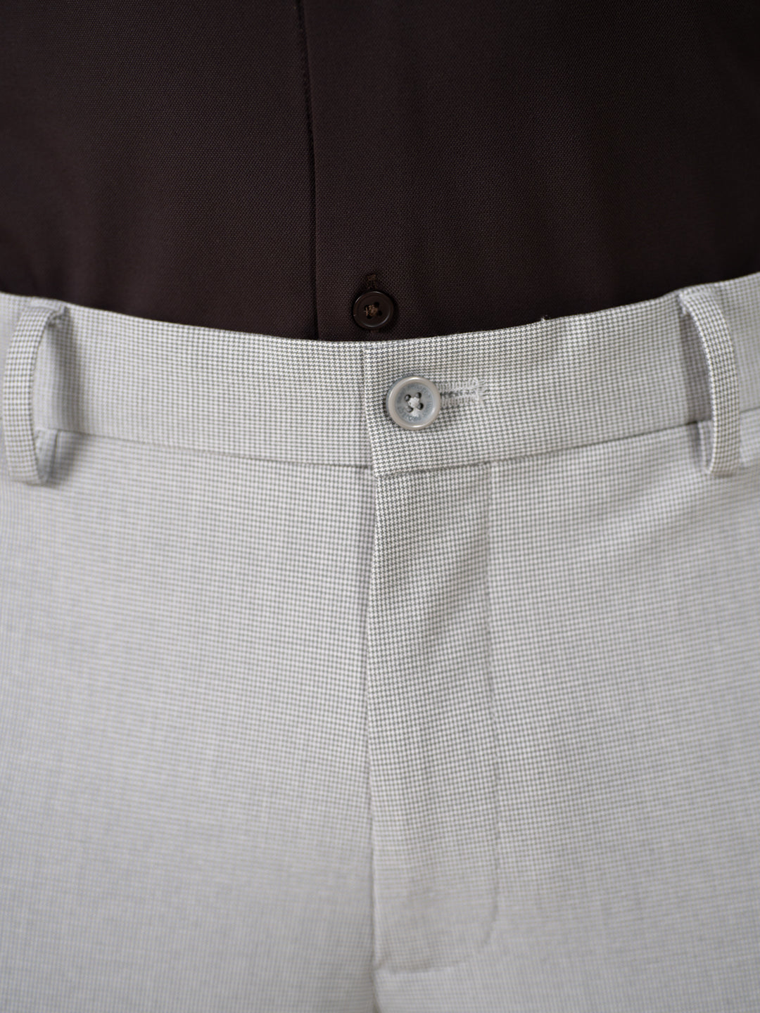 Husky Grey Houndstooth Slim Fit Stretch Formal Pants