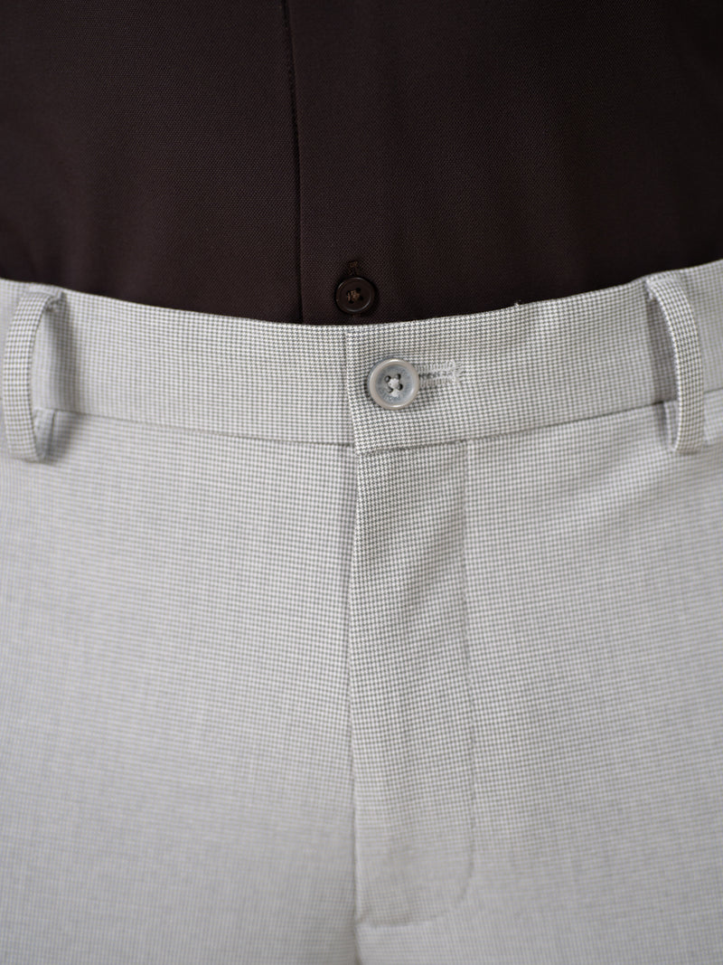 Husky Grey Houndstooth Slim Fit Stretch Formal Pants