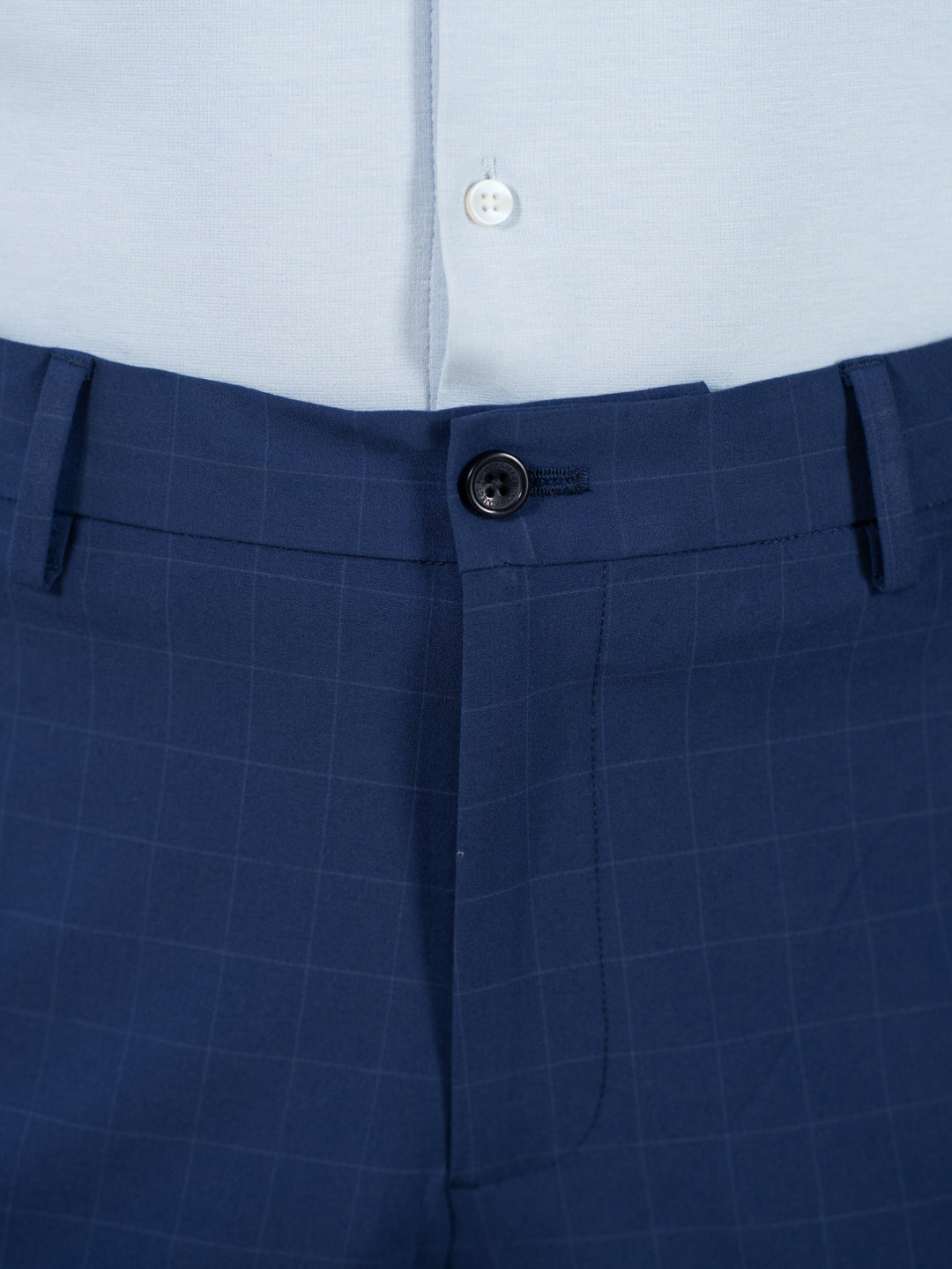 Editor Blue Checks Relaxed Fit Stretch Formal Pants