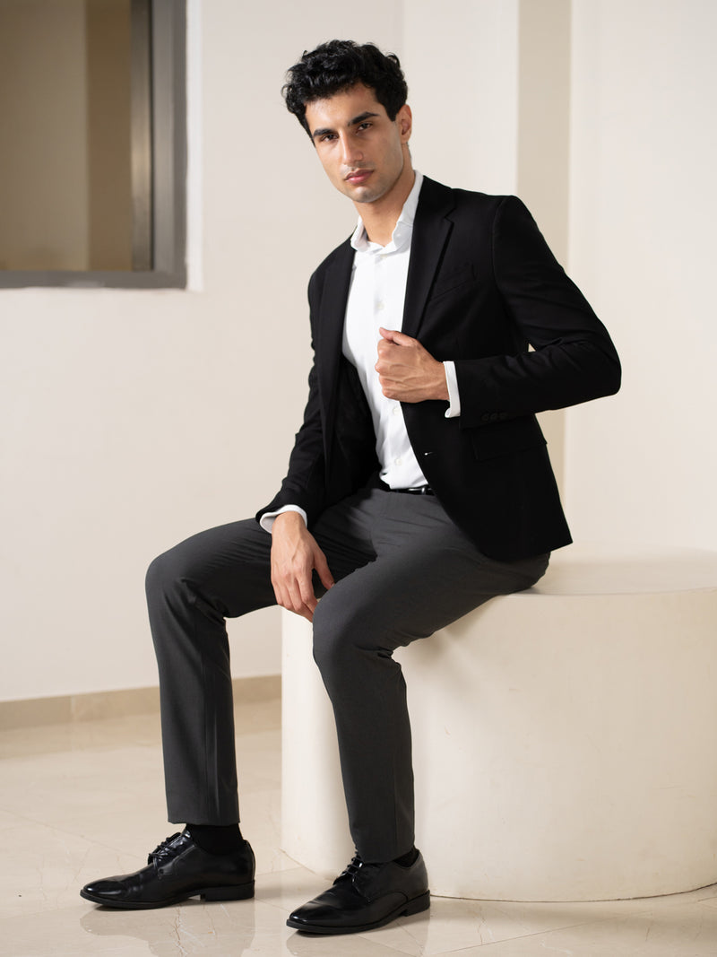 Shepherd Grey Houndstooth Slim Fit Stretch Formal Pants