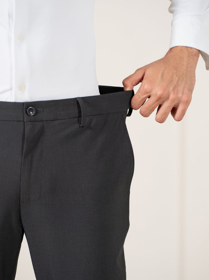 Shepherd Grey Houndstooth Slim Fit Stretch Formal Pants