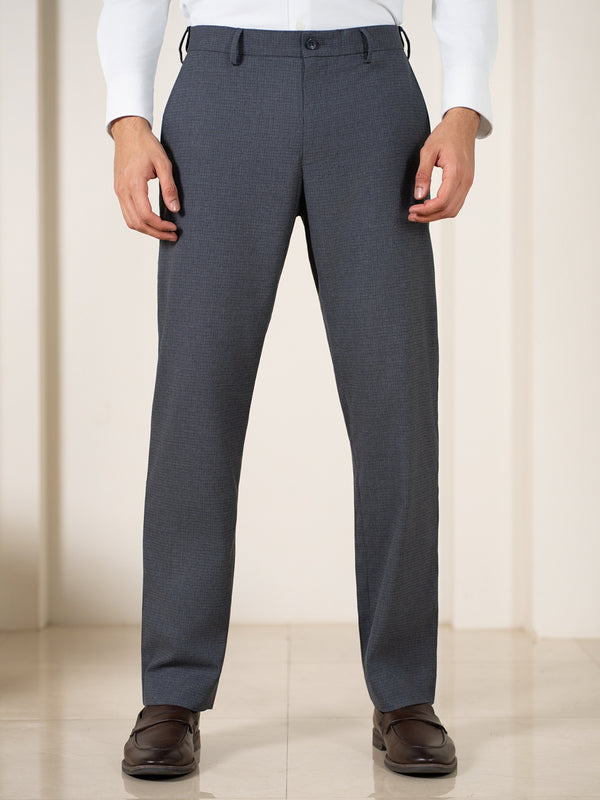 Bulldog Grey Houndstooth Relaxed Fit Stretch Formal Pants
