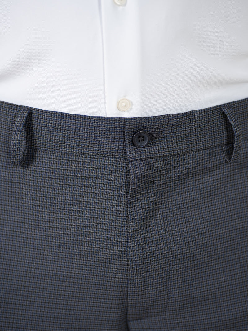 Bulldog Grey Houndstooth Relaxed Fit Stretch Formal Pants