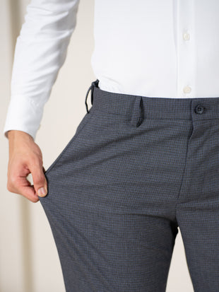 Bulldog Grey Houndstooth Relaxed Fit Stretch Formal Pants