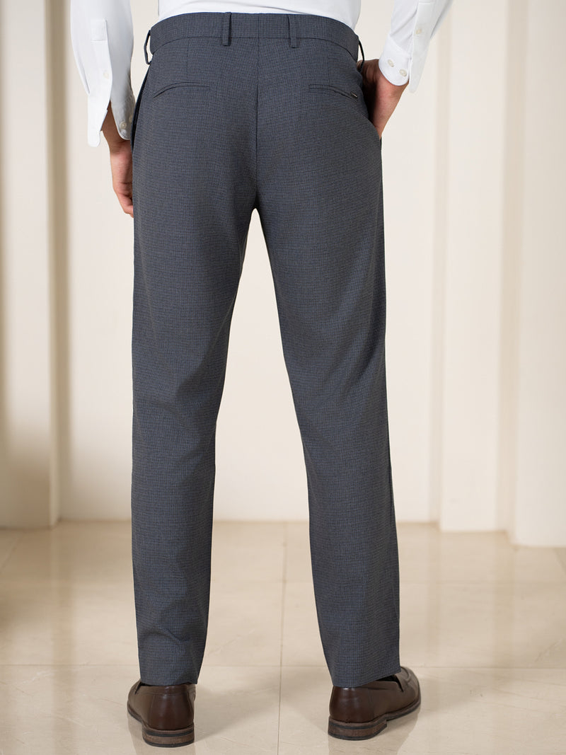 Bulldog Grey Houndstooth Relaxed Fit Stretch Formal Pants