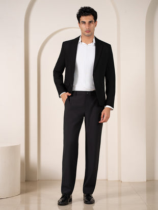 Sharp Black 247 Relaxed Fit Smart Formal Trousers