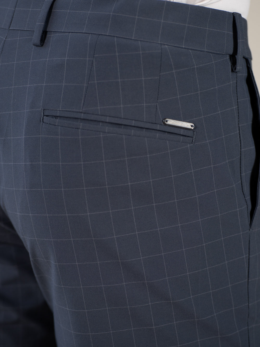 Architect Grey Checks Relaxed Fit Stretch Formal Pants