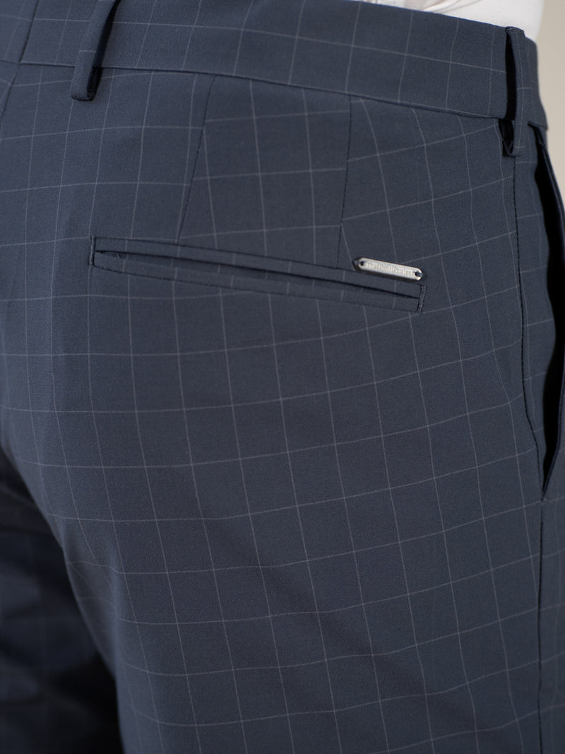 Architect Grey Checks Relaxed Fit Stretch Formal Pants