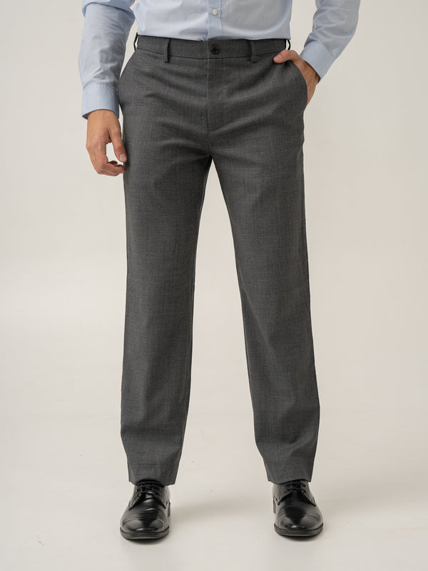 Front view of nostalgia grey checks merino wool pants at Pant Project 