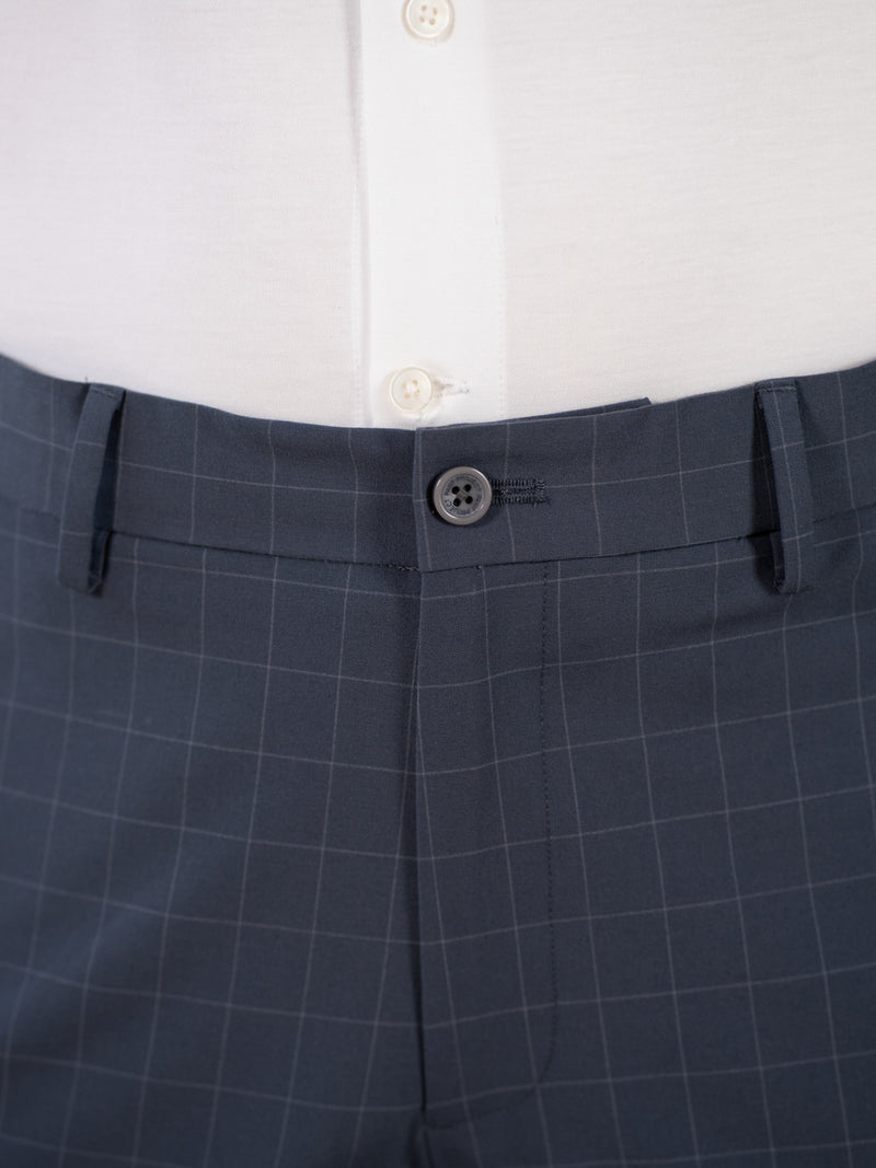 Architect Grey Checks Relaxed Fit Stretch Formal Pants
