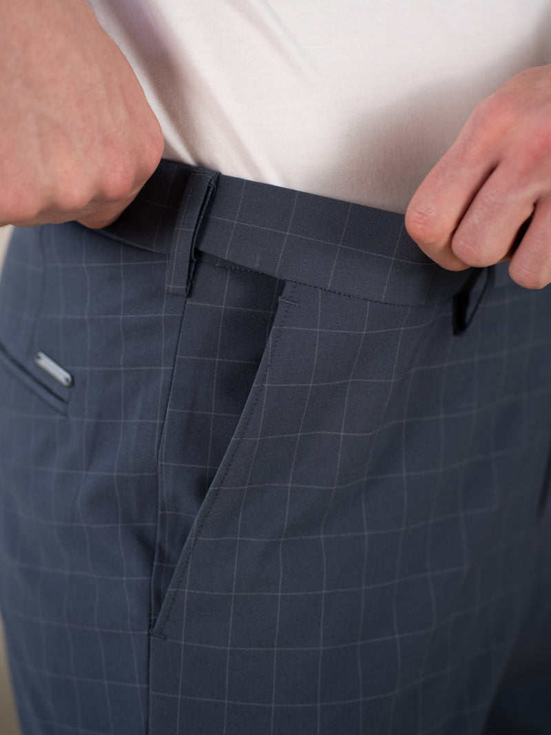 Architect Grey Checks Relaxed Fit Stretch Formal Pants