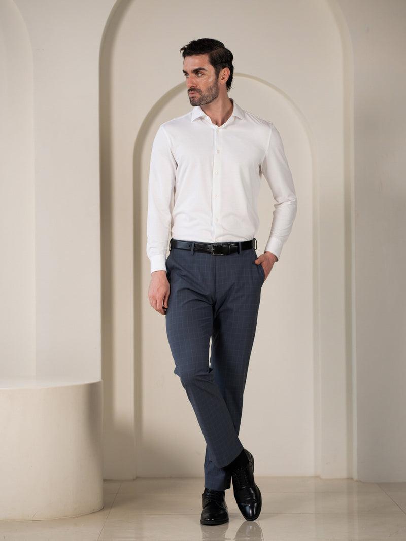Architect Grey Checks Relaxed Fit Stretch Formal Pants