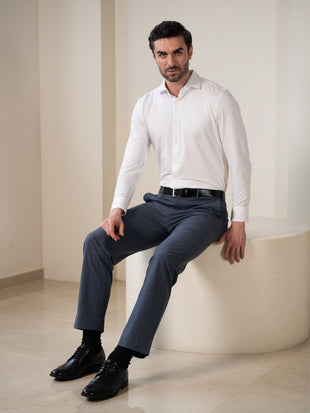 Architect Grey Checks Relaxed Fit Stretch Formal Pants