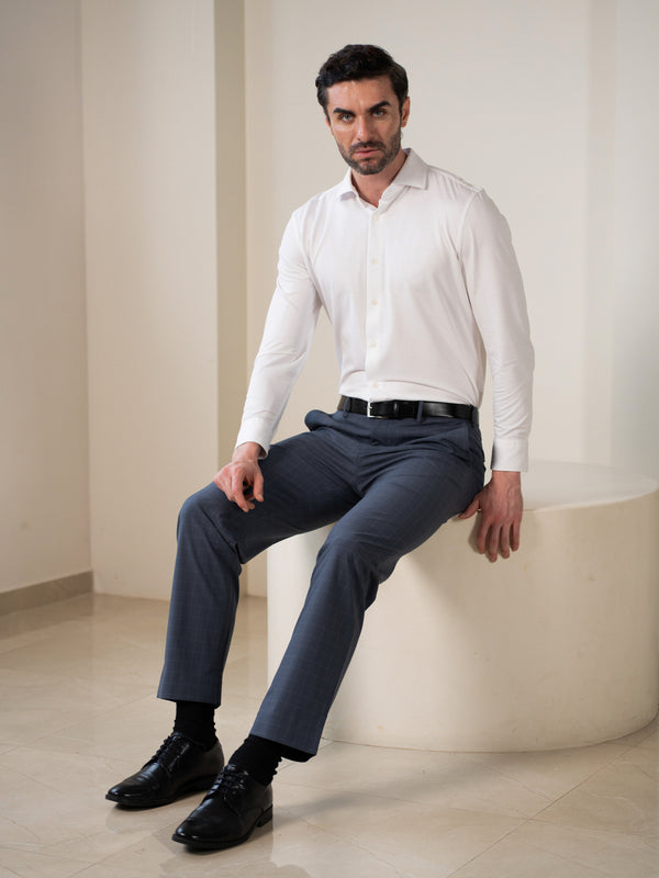 Architect Grey Checks Relaxed Fit Stretch Formal Pants