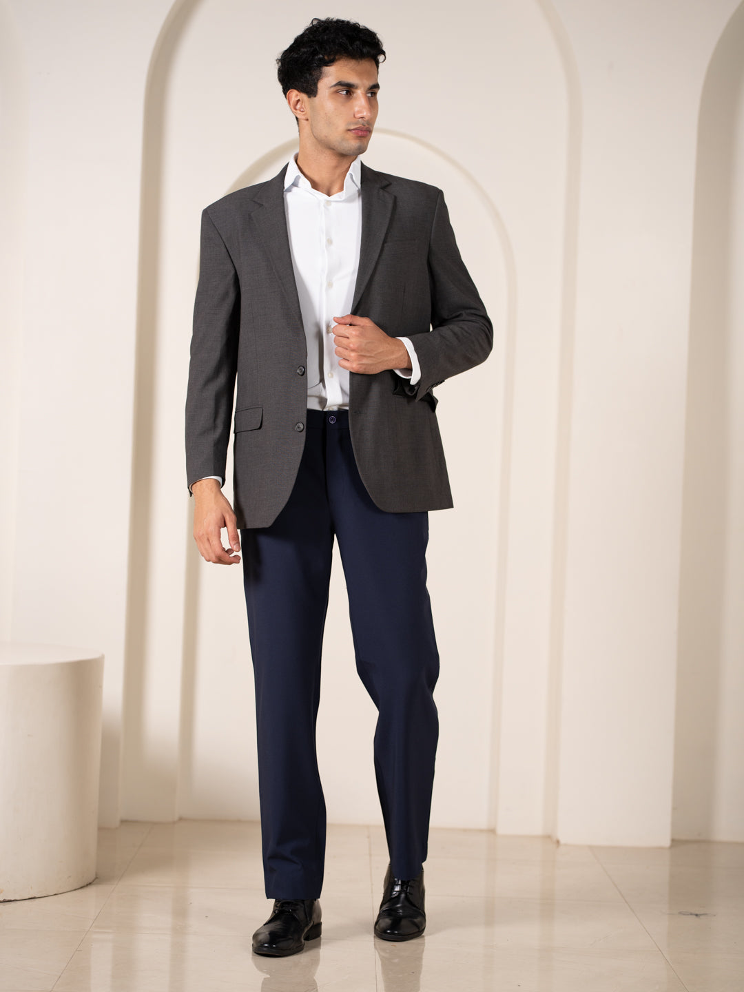 Uplift Navy 247 Relaxed Fit Smart Formal Trousers