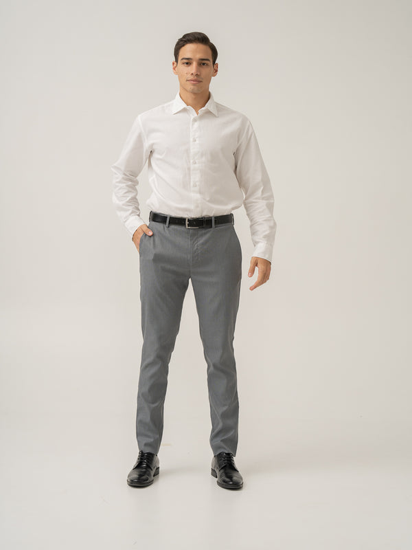 Full view of jazz grey microdots formal pant at Pant Project