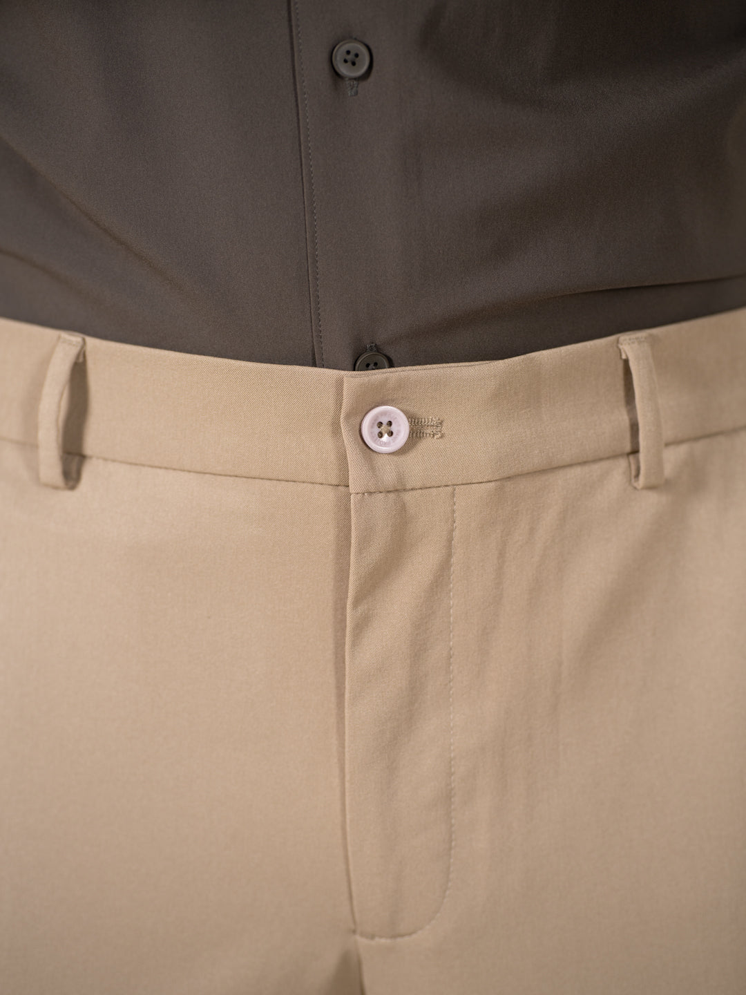 Uncommon Beige 247 Relaxed Fit Smart Trousers Formal Trousers