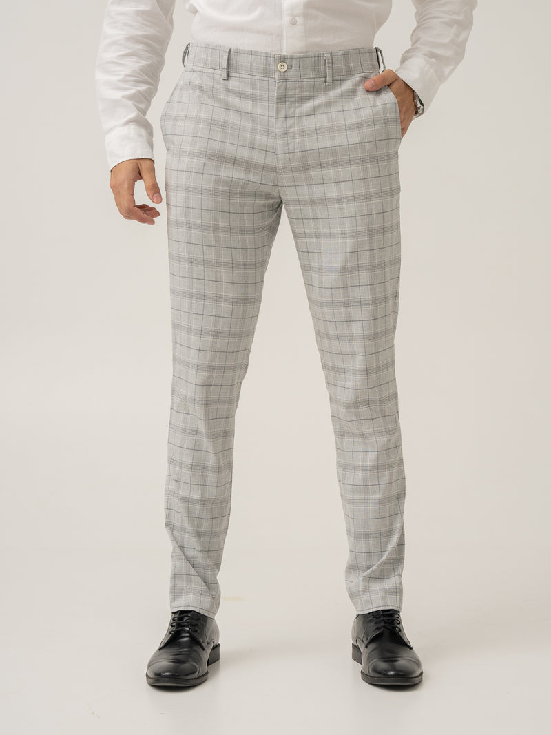 Front view of native grey checks formal pant at Pant Project