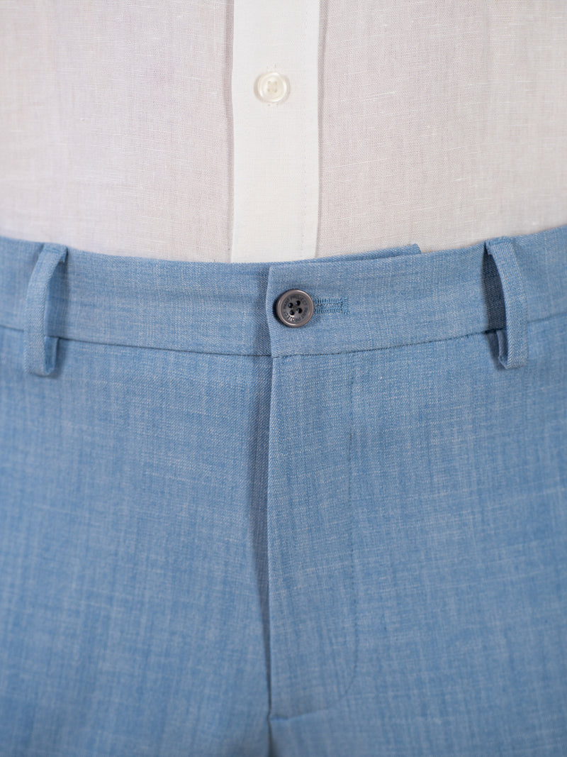 Denali Blue Textured Relaxed Fit Stretch Formal Pants