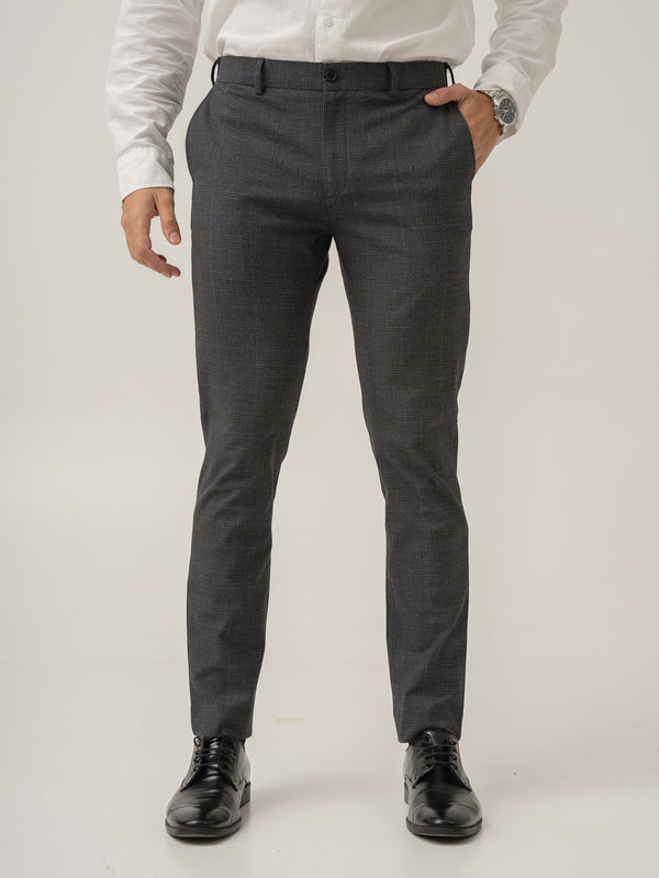 Front view of magnetic grey checks formal pant at Pant Project