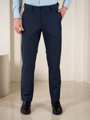 Hades Navy Micro Checks Relaxed Fit Formal Pants