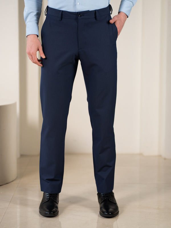 Hades Navy Micro Checks Relaxed Fit Formal Pants