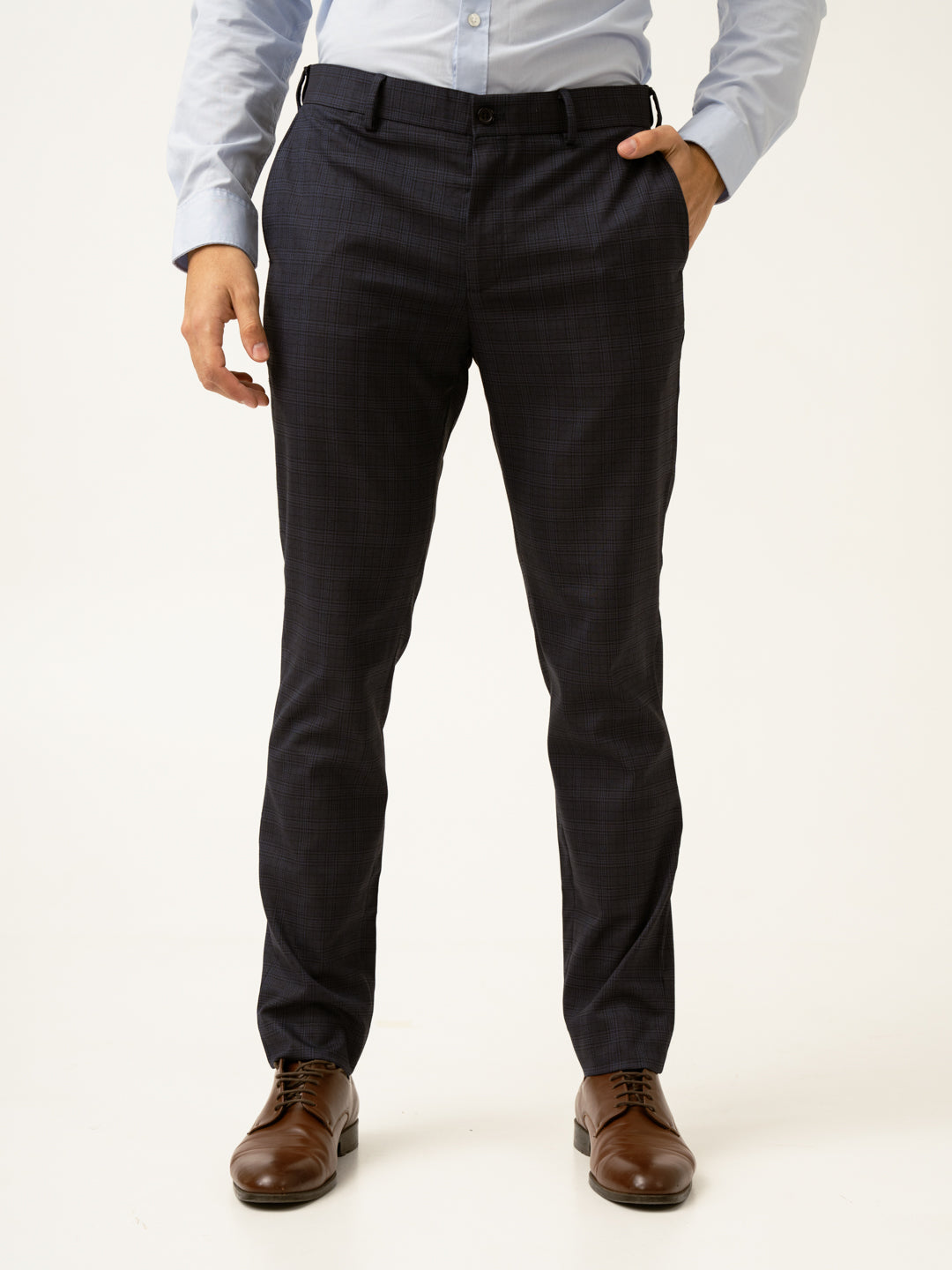Nocturnal Navy Checks Formal Pants