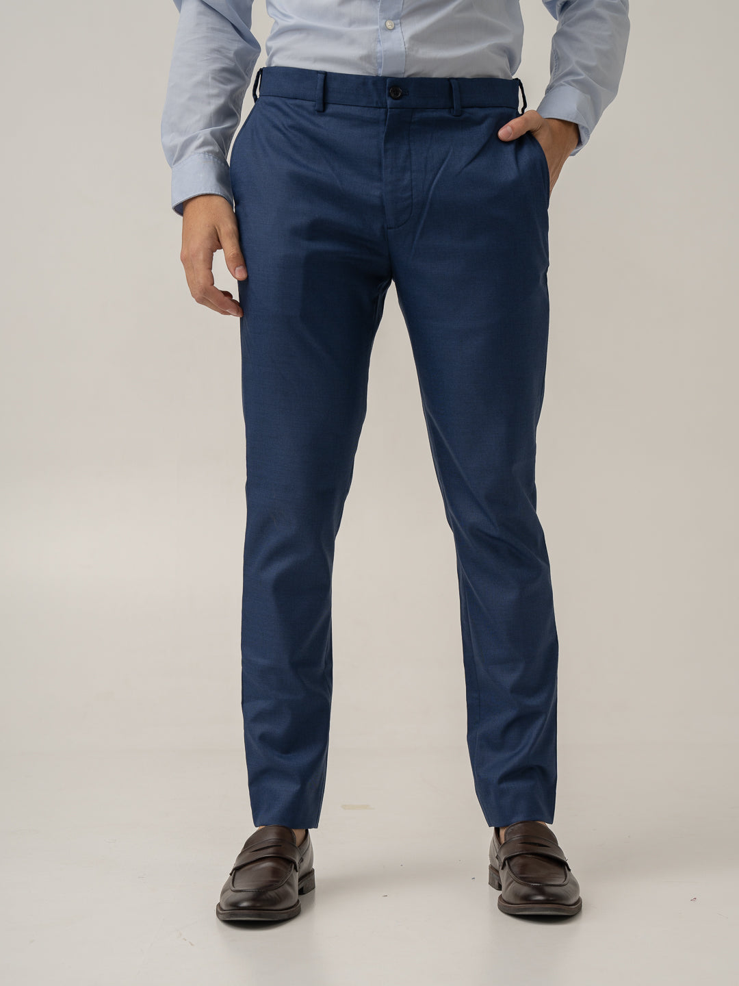 Billy Blue Textured Formal Pants