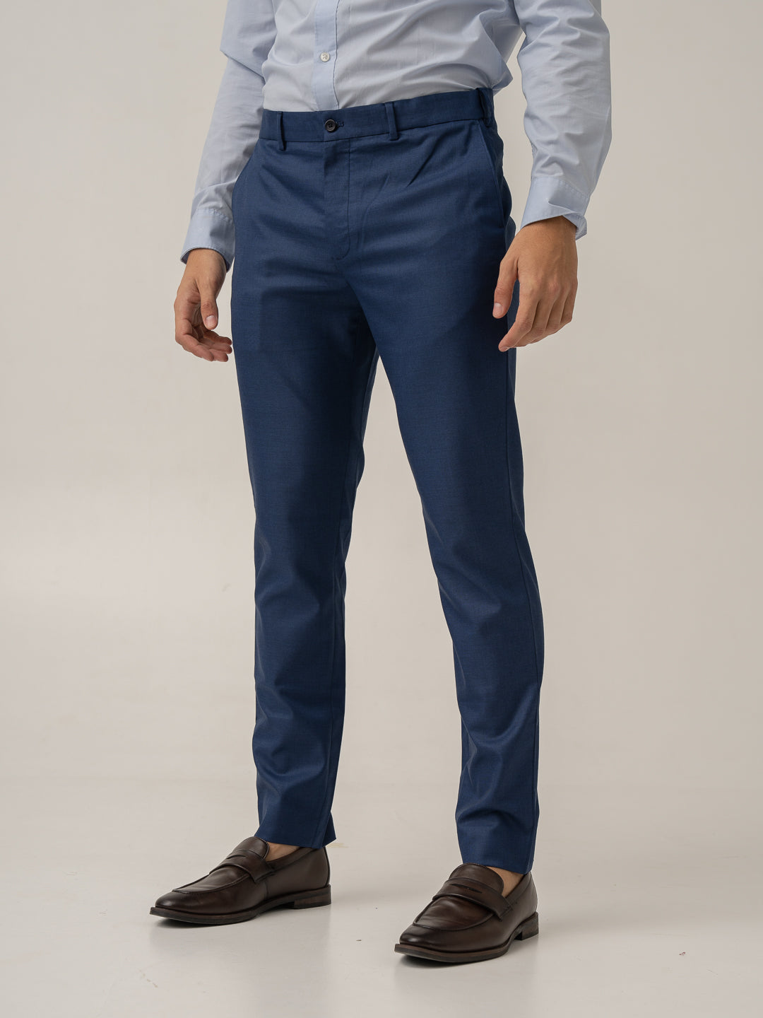 Billy Blue Textured Formal Pants